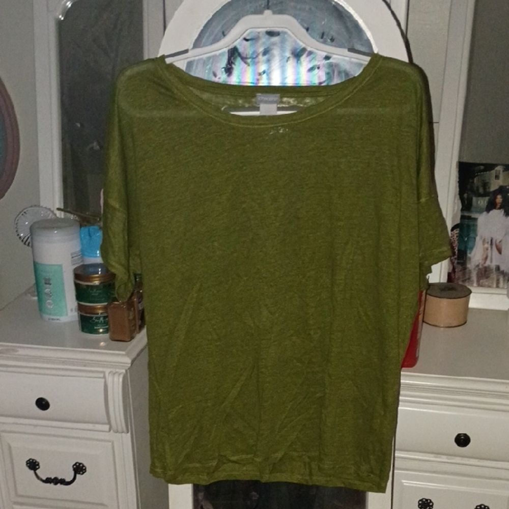 Chico's Moss Green Short Sleeve Top